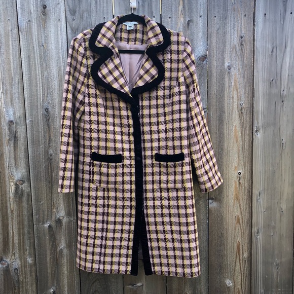 mac & jac Jackets & Blazers - MAC & JAC Coat Women’s Tweed, Velvet Edgings  L